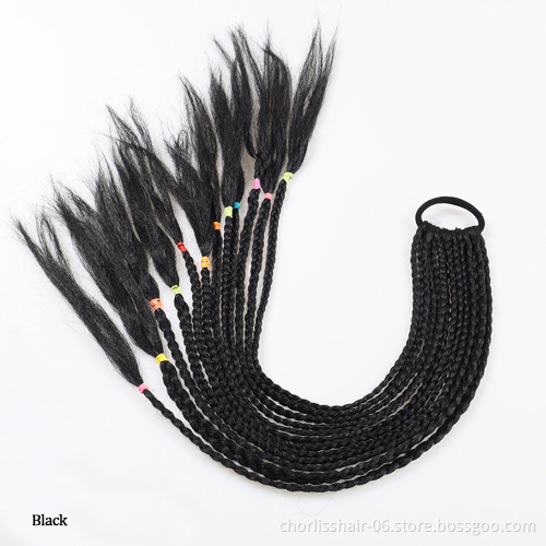 2020 New  Ombre Long Ponytail Wig With Rubber Band Hair Ring Chignon Crochet Braid Hair Rainbow Synthetic Hair Extension Kids
